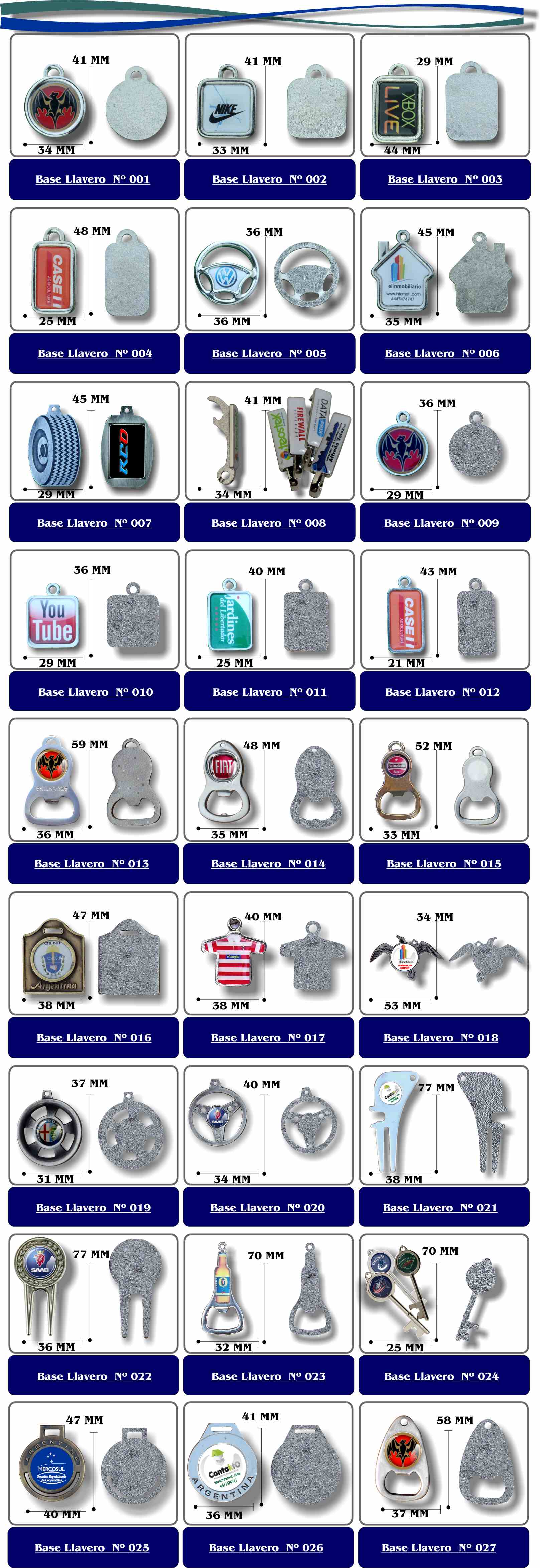 bases metalicas para llaveros